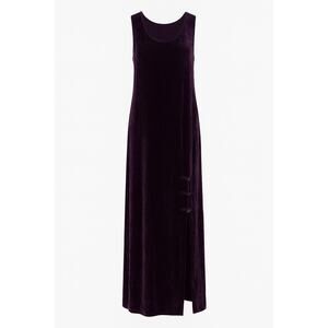 Kleen Purple Velvet Burnout Maxi Dress Sleeveless Silk Evening Whimsigoth M